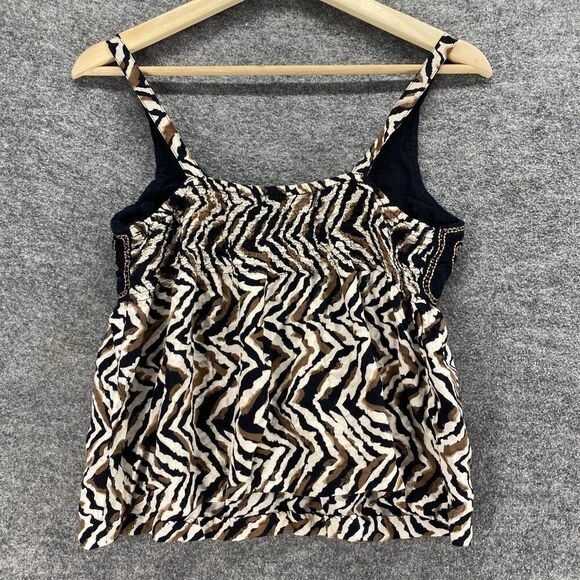 Angie Top Women M Medium Black Geometric Sleeveless Round Neck Wide Strap Rayon - Picture 2 of 6